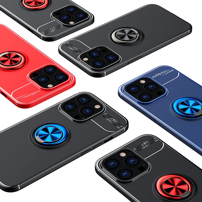 Case iPhone 13 Pro #เคสฝาหลัง TPU Finger Ring Kickstand (แผ่นโลหะแบบ Built-in)