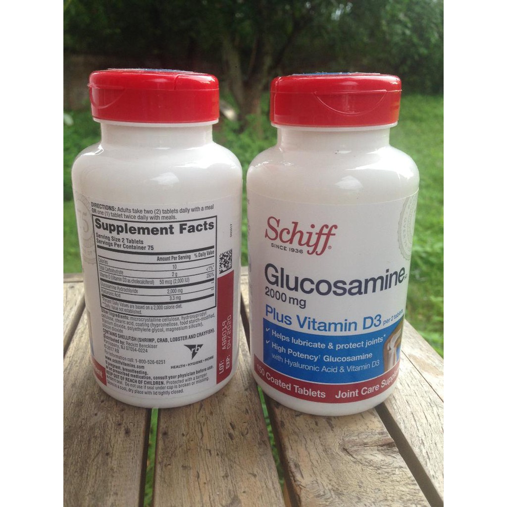 Schiff® Glucosamine Plus Vitamin D3, 2000mg 150 Coated Tablets ดูแล บำรุง และลดอาการปวดบริเวณข้อเข่า และข้อต่อต่างๆ