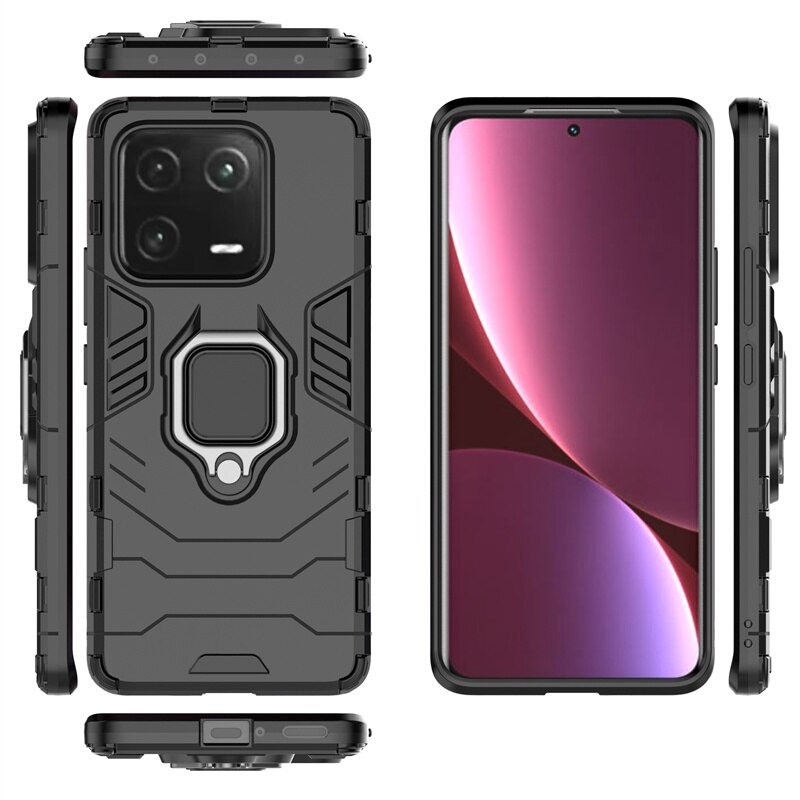 เคส Xiaomi 13 Pro#เคสฝาหลังพลาสติกแข็ง +TPU Hybrid Case มีแหวนสวมนิ้วโลหะ
