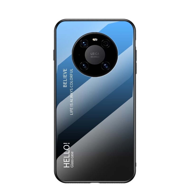 เคส Huawei Mate 40 Pro #เคสฝาหลัง Gradient Color Glass + PC + TPU Hybrid Case