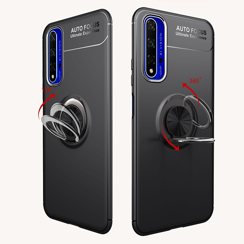 Case Huawei Nova 5T # (พร้อมส่ง) เคสฝาหลัง TPU Finger Ring Kickstand (แผ่นโลหะแบบ Built-in) สีฟ้า