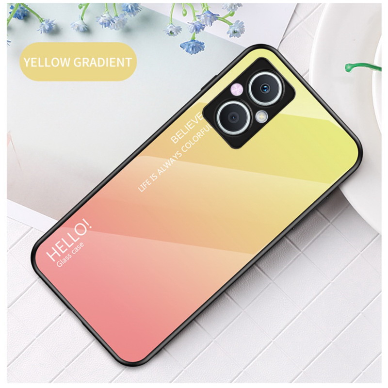 เคส OPPO Reno 7z 5G #เคสฝาหลัง Gradient Color Glass + PC + TPU Hybrid Case