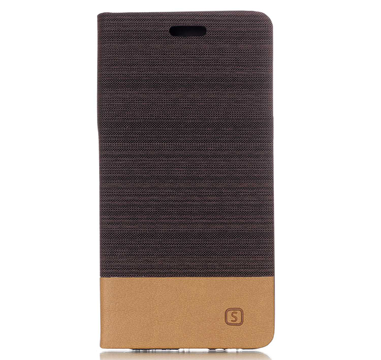 เคส Samsung Galaxy A8+(2018) #เคสฝาพับหนัง PU Canvas Leather Coated PC Case #เคสคุณภาพดีราคาถูก