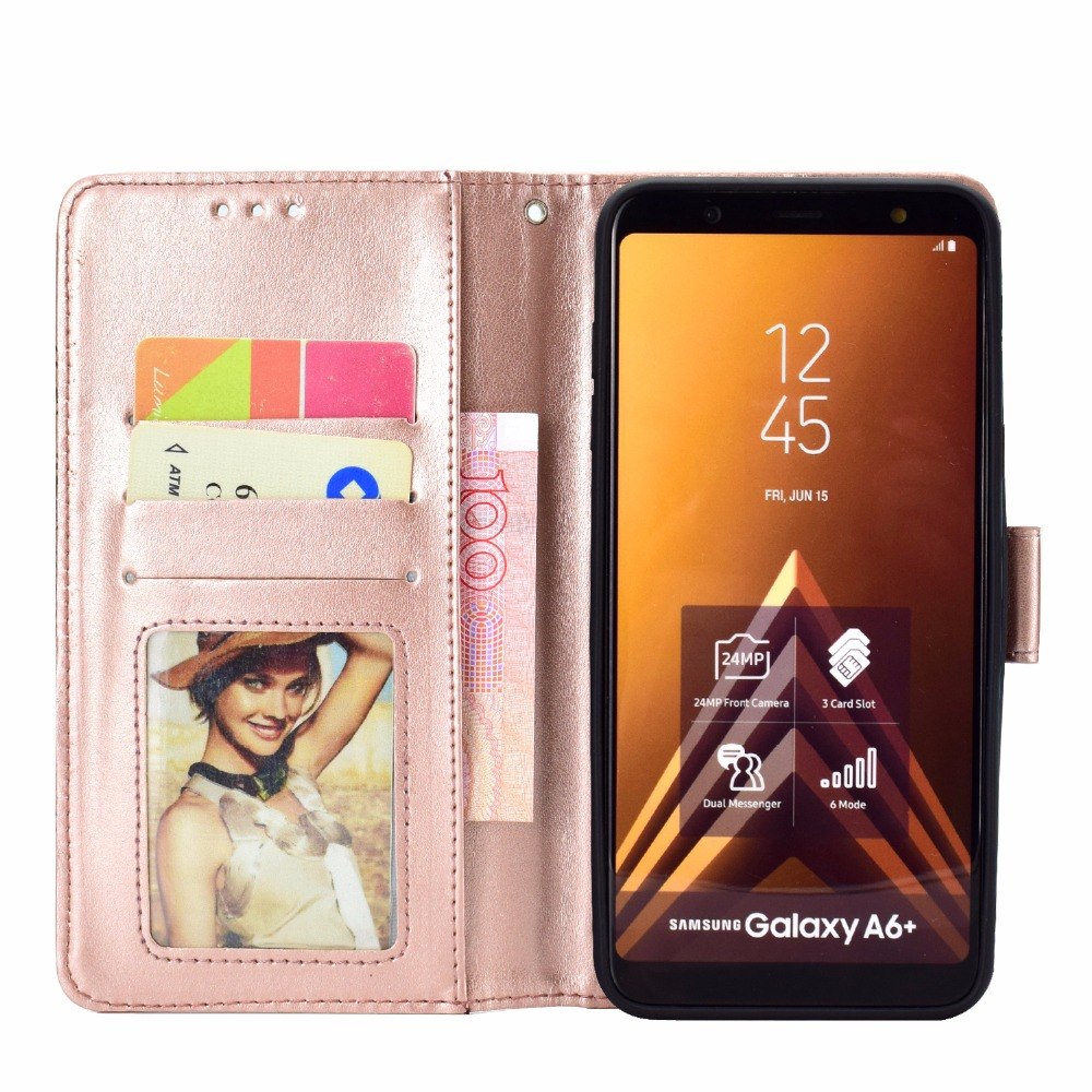 Case Samsung Galaxy A6+ (2018) #เคสฝาพับหนัง PU พิมพ์ลายแมนดาลา