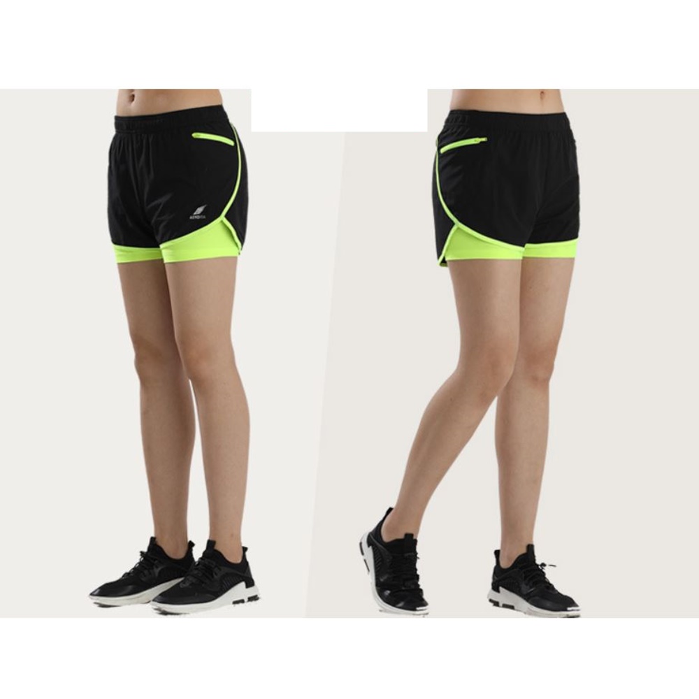 (SALE) กางเกงวิ่งมาราธอน ขาสั้นผู้หญิง มีซับใน 2-in-1 AERDIDA รุ่น W2017-33(G4)