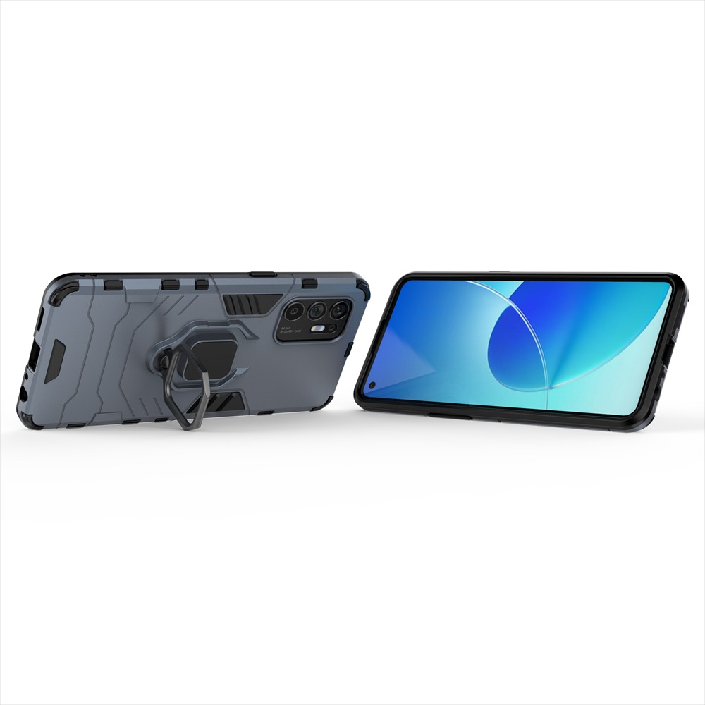 Case OPPO Reno 6Z 5G#เคสฝาหลังพลาสติกแข็ง +TPU Hybrid Case มีแหวนสวมนิ้วโลหะ