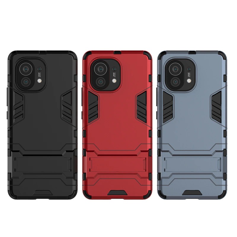 เคส Xiaomi Mi 11 #เคสฝาหลังพลาสติก ไฮบริด TPU + Kickstand