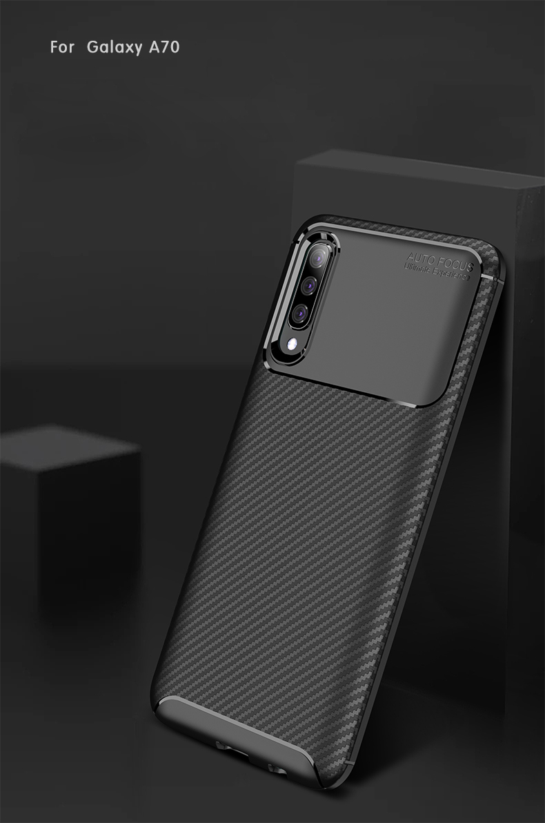 Case Samsung Galaxy A70 #เคสฝาหลังนิ่ม Carbon Fiber Drop Resistant TPU