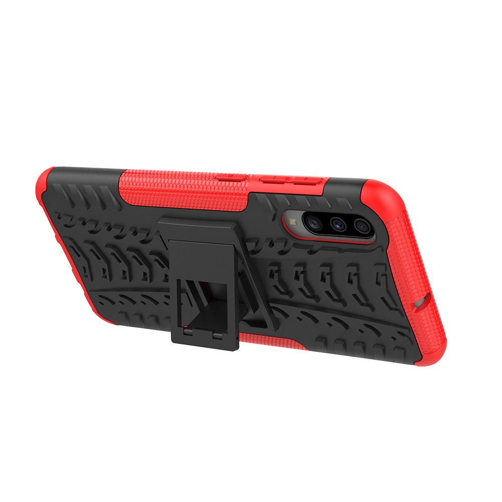 เคส Samsung Galaxy A70 #เคสฝาหลังกันลื่น Cool Tyre Pattern Kickstand (PC + TPU)