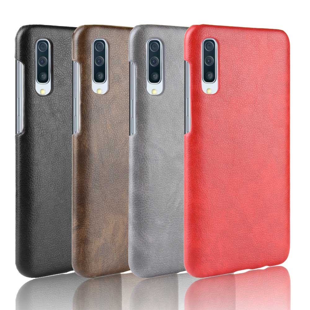เคส Samsung Galaxy A50 / A50s / A30s #เคสฝาหลังพลาสติกแข็งเคลือบหนัง PU ลายผิวลิ้นจี่ Litchi Skin Leather Coated