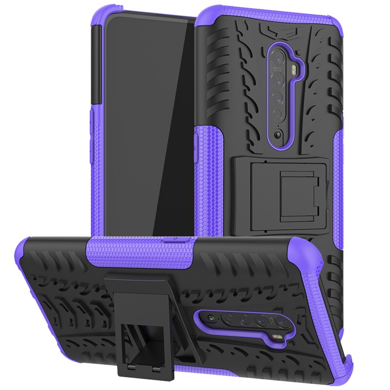 เคส OPPO Reno 2 #เคสฝาหลังกันลื่น Cool Tyre Pattern Kickstand (PC + TPU)