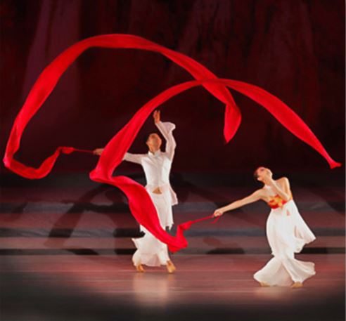 พัดฟ้อนรำจีนริบบิ้นผ้าไหม 秧歌绸带舞蹈绸子 Yangko Ribbon Silk Dance