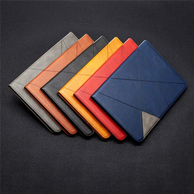เคส Samsung Galaxy Tab A7 Lite 8.7" (T220,T225) #เคสฝาพับหนัง PU มีช่องเสียบ ID บัตรอื่นๆในตัว Geometric Pattern Leather Card Holder Protective