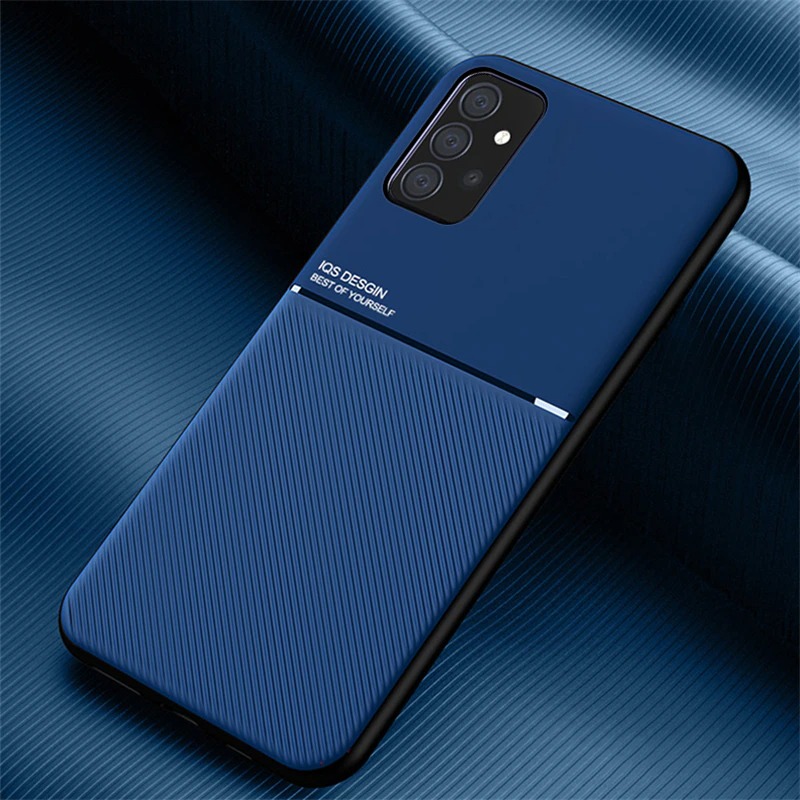 เคส Samsung Galaxy A72 / A72 5G #เคสแบบฝาหลัง TPU เคลือบหนัง PU สไตล์ธุรกิจที่เรียบง่ายมีแผ่นเหล็กในตัว Minimalist Business Style Leather Coated TPU Built-in metal magnetic plate