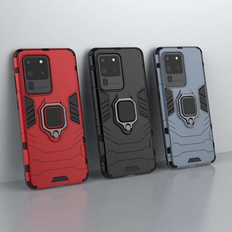 Case Samsung Galaxy S20 Ultra / S20 Ultra 5G #เคสฝาหลังพลาสติกแข็ง +TPU Hybrid Case มีแหวนสวมนิ้วโลหะ