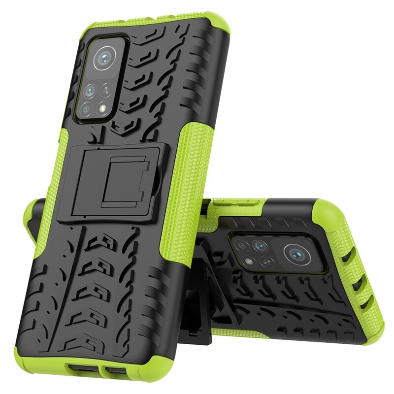 Case Xiaomi Mi 10T Pro #เคสฝาหลังกันลื่น Cool Tyre Pattern Kickstand (PC + TPU)