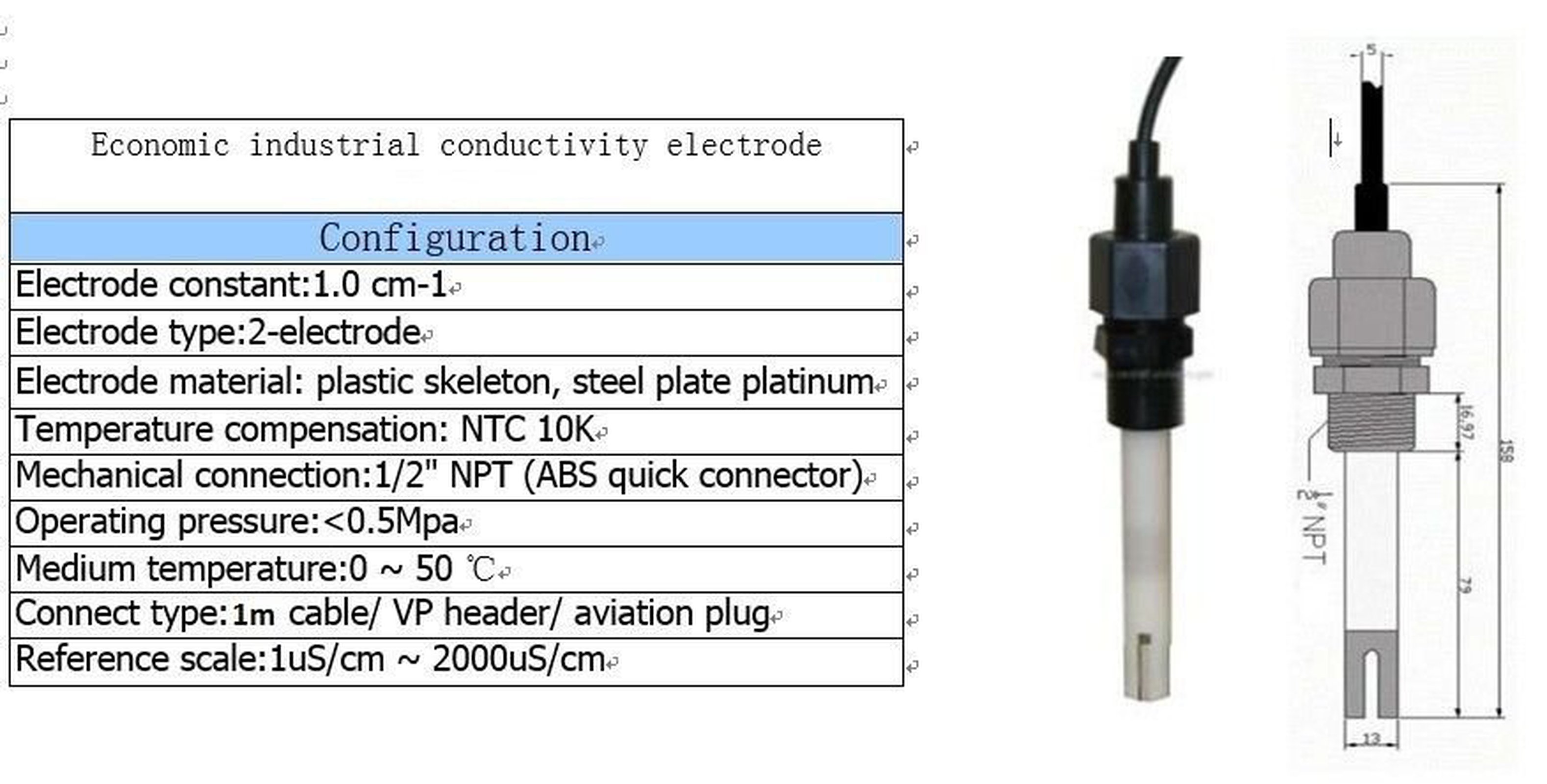 อาดูโน่ Ardunio EC sensor หัววัดเกรดอุตสาหกรรม K=1