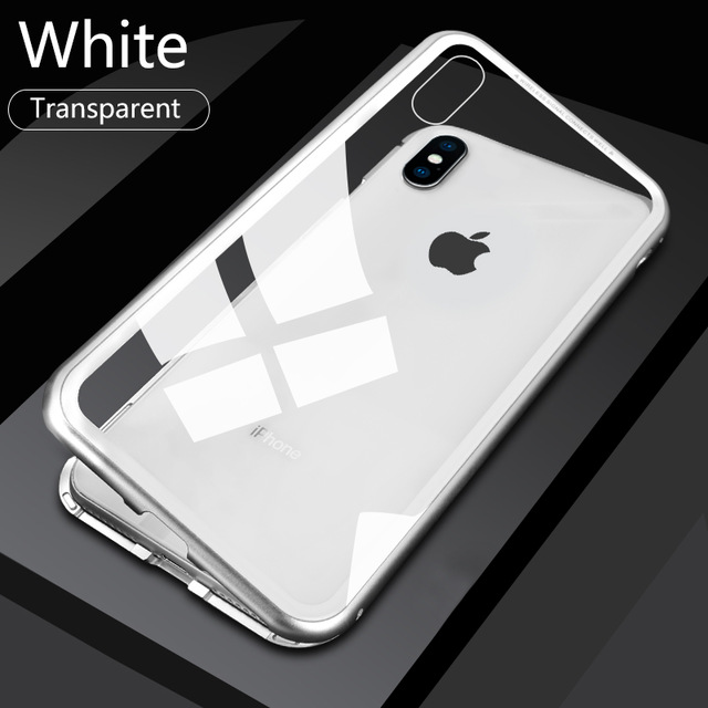 เคส iphone X / iPhone XS #เคสขอบโลหะประกบแม่เหล็กด้านหลังกระจก Magnetic Clear Glass Hard Back Cover Metal Frame Protection Case