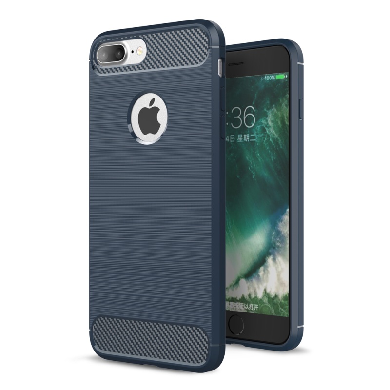 Caseiphone 7 plus / 8 plus เคสฝาหลังเกราะคาร์บอนไฟเบอร์ Rugged Armor Brushed TPU Back Case