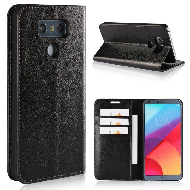 Case LG G6 #เคสฝาพับแบบกระเป๋าสตางค์คุณภาพดี Crazy Horse Genuine Leather Cover