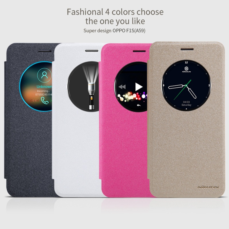 เคส Oppo F1S / A59 ฝาพับ nillkin Sparkle Series View Window Smart Leather สีสันสวยงามทันสมัย