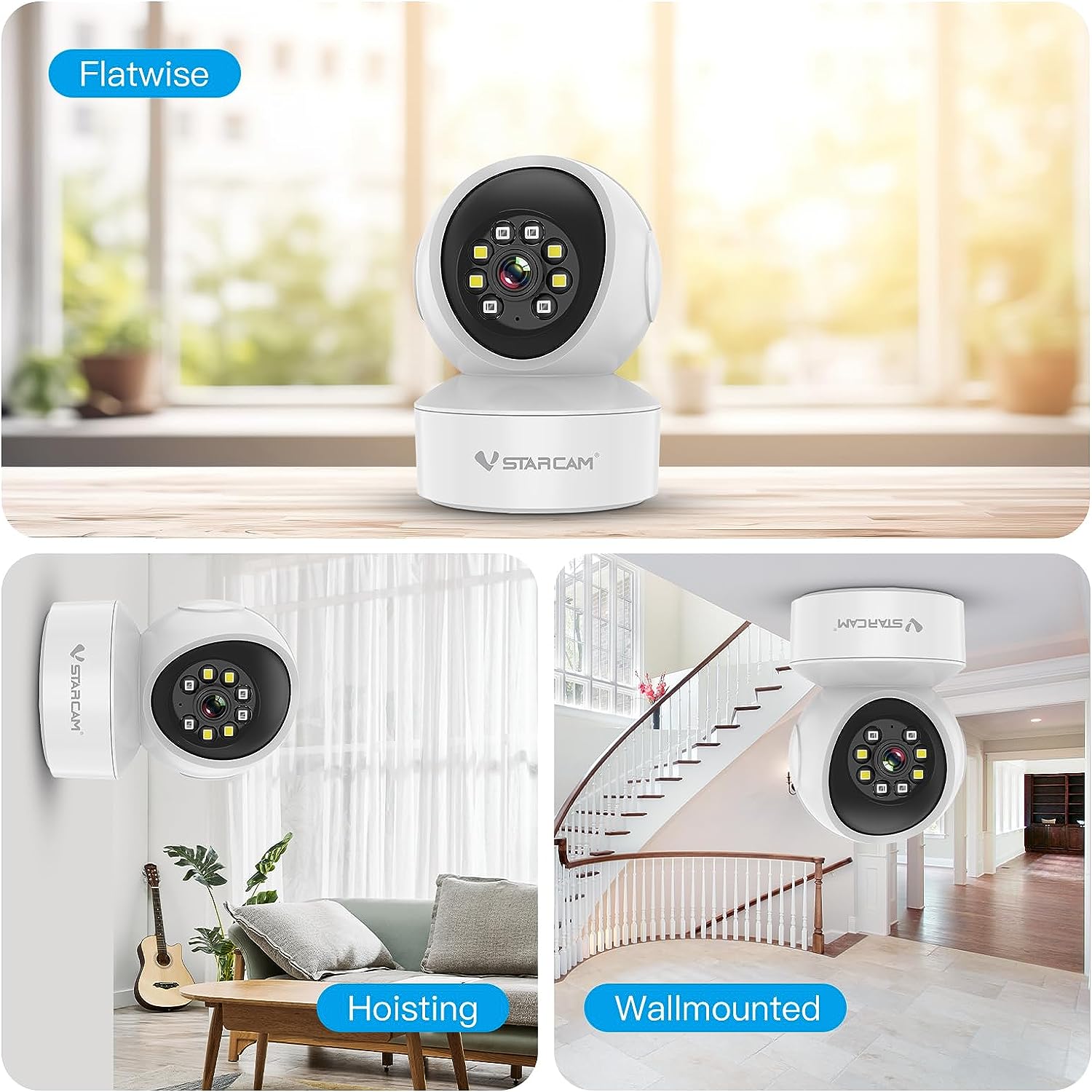 Vstarcam ใหม่ล่าสุด Vstarcam กล้องวงจรปิดกล้องใช้ภายใน รุ่นCS49 ความละเอียด3ล้านพิกเซล พูดโต้ตอบได้/ไวไฟในตัว ขาว