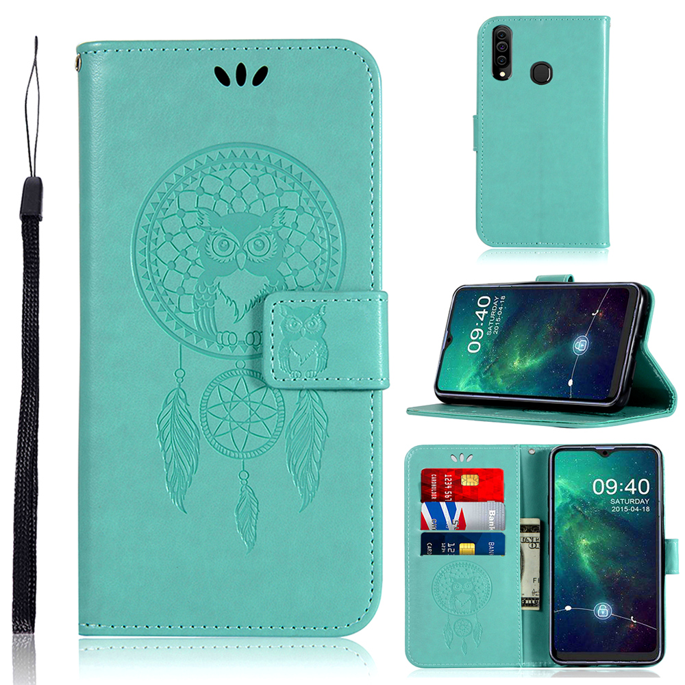 เคส Samsung Galaxy A20s #เคสฝาพับแบบกระเป๋าสตางค์ฝาพับหนัง PU ลายนกฮูก Imprint Owl Dream Catcher PU Leather
