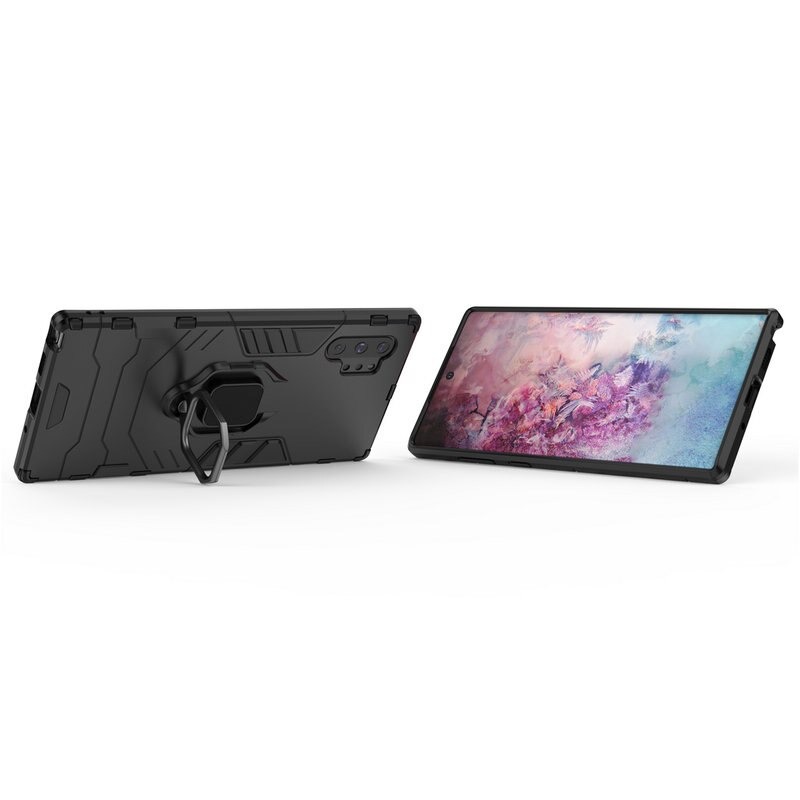 Case Samsung Galaxy Note 10+ #เคสฝาหลังพลาสติกแข็ง +TPU Hybrid Case มีแหวนสวมนิ้วโลหะ