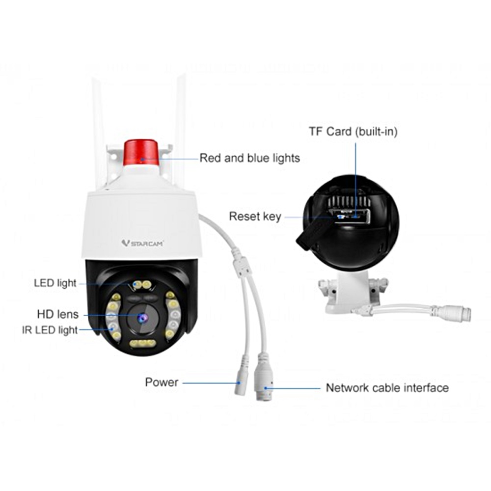 Vstarcam Vstarcam กล้องวงจรปิดกล้องใช้ภายนอก รุ่นCS668 ความละเอียด3ล้านพิกเซล กล้องมไวไฟในตัว มีAIสัญญาณเตือนภัย ขาว