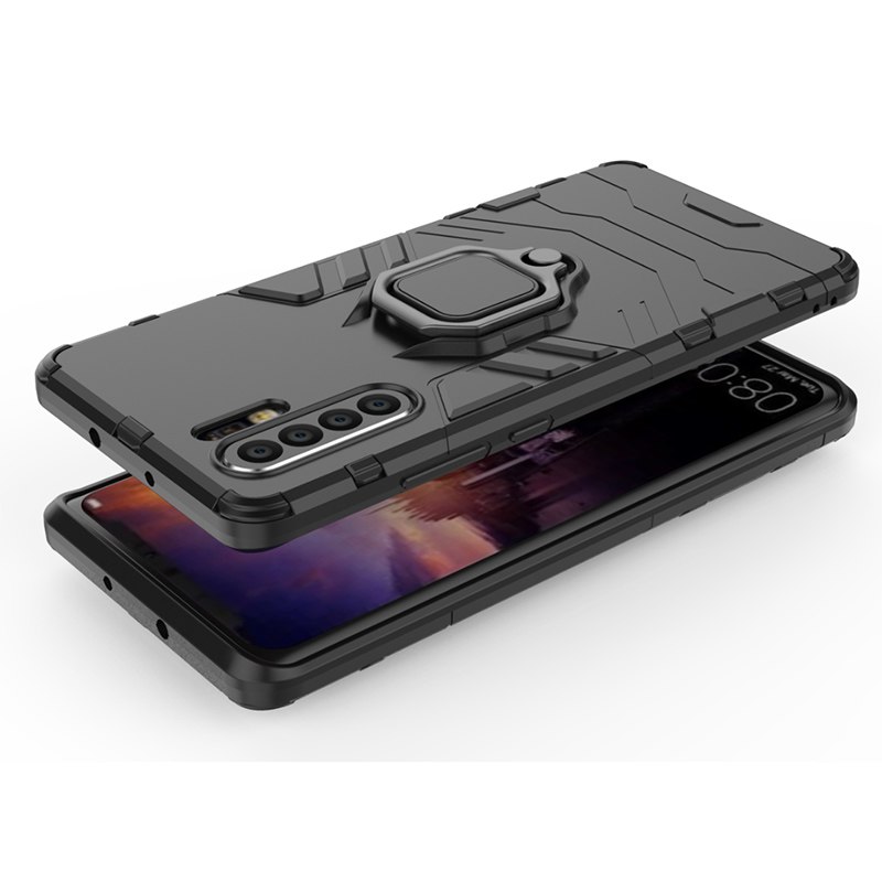 Case Huawei P30 Pro #เคสฝาหลังพลาสติกแข็ง +TPU Hybrid Case มีแหวนสวมนิ้วโลหะ