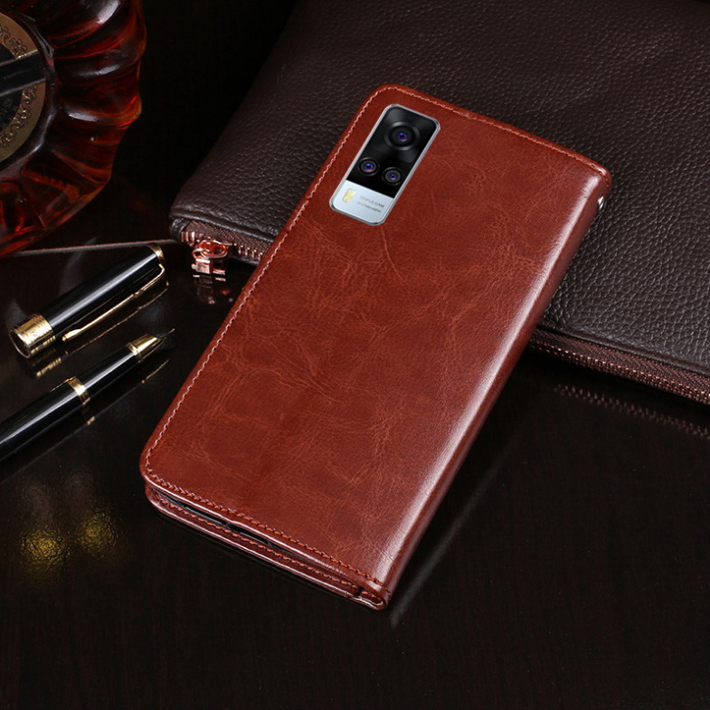 เคส Vivo Y31 2021 #เคสฝาพับแบบกระเป๋าสตางค์หนัง PU ผิวหนังม้า Crazy Horse