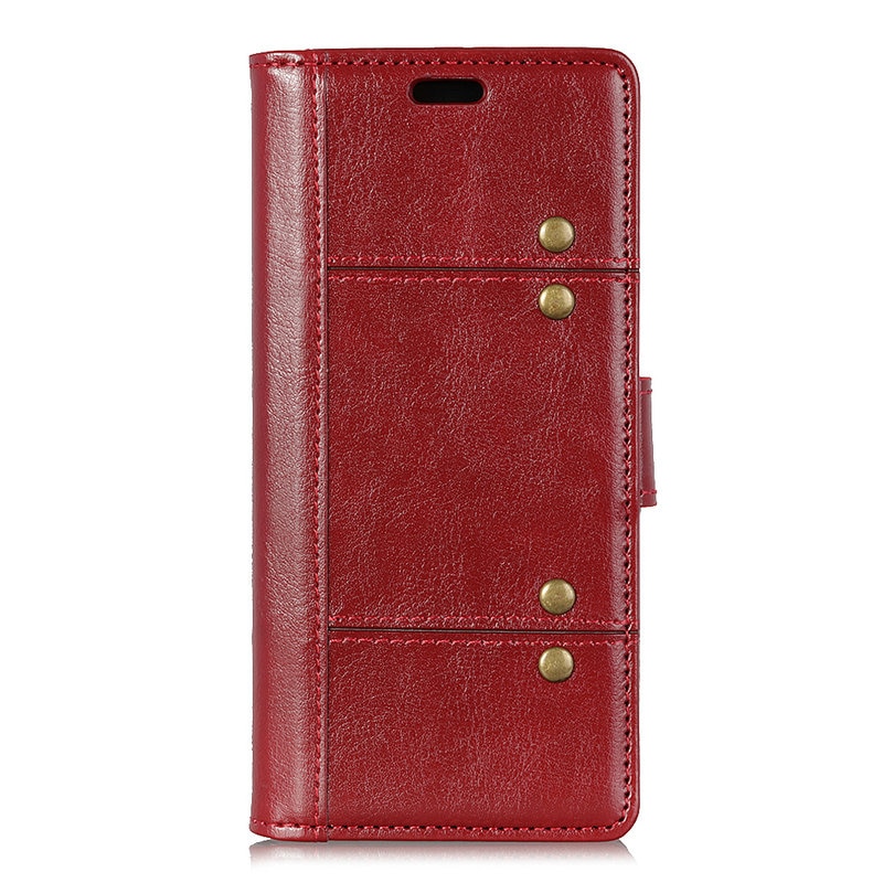 เคส Oppo A9 2020 #เคสฝาพับหนัง PU ผิวหนังม้า Rivet Decor Crazy Horse Texture