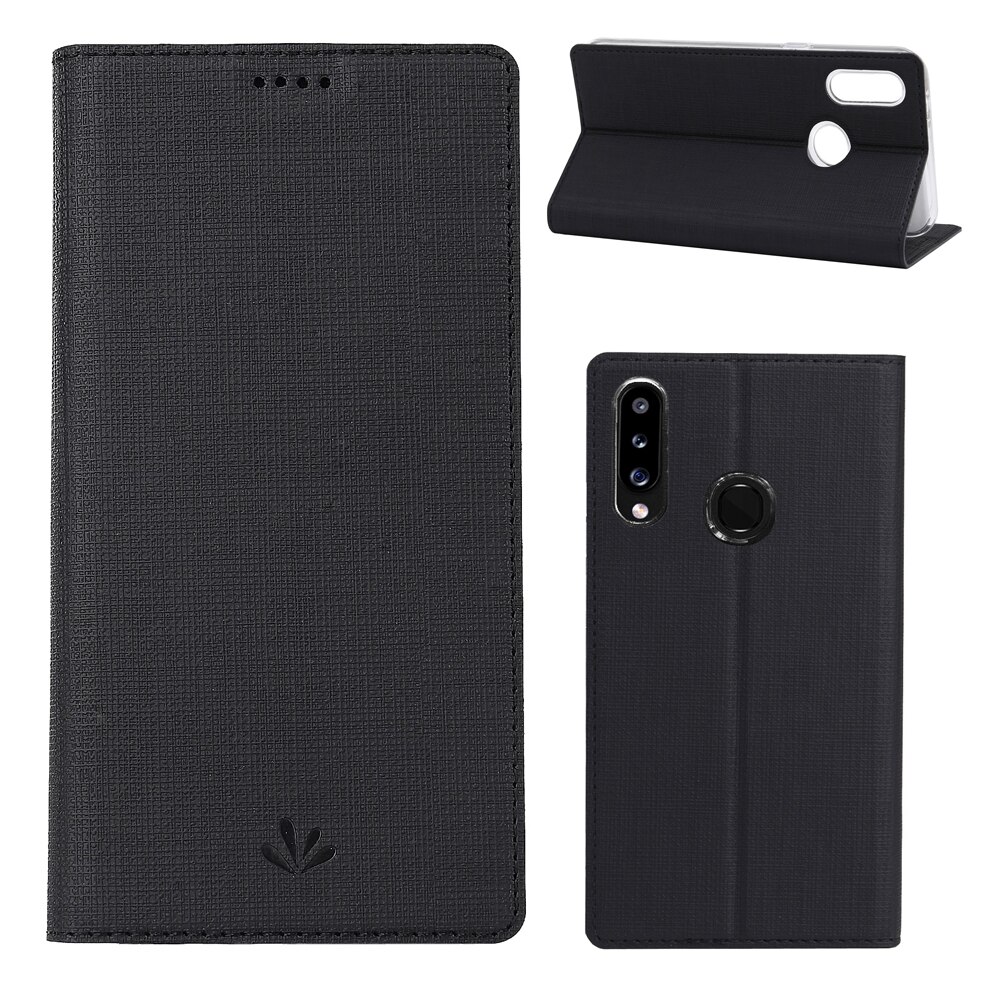 Case Samsung Galaxy A20s #เคสฝาพับหนัง PU VILI DMX Cross Texture Leather คุณภาพดี