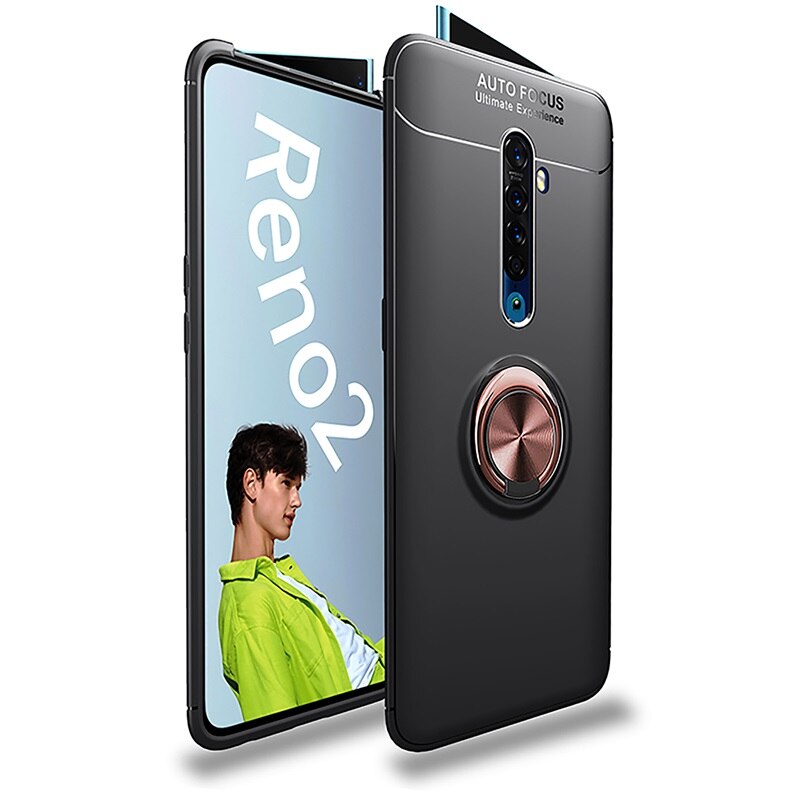 Case OPPO Reno 2 #เคสฝาหลัง TPU Finger Ring Kickstand (แผ่นโลหะแบบ Built-in)