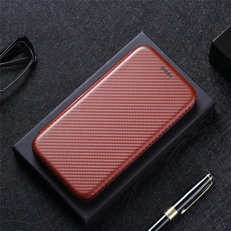 เคส Xiaomi Mi Note 10 Pro #เคสฝาพับลายคาร์บอนไฟเบอร์มีช่องใส่การ์ด Carbon Fiber Wallet Card Slot Magnet Stand Phone Cover