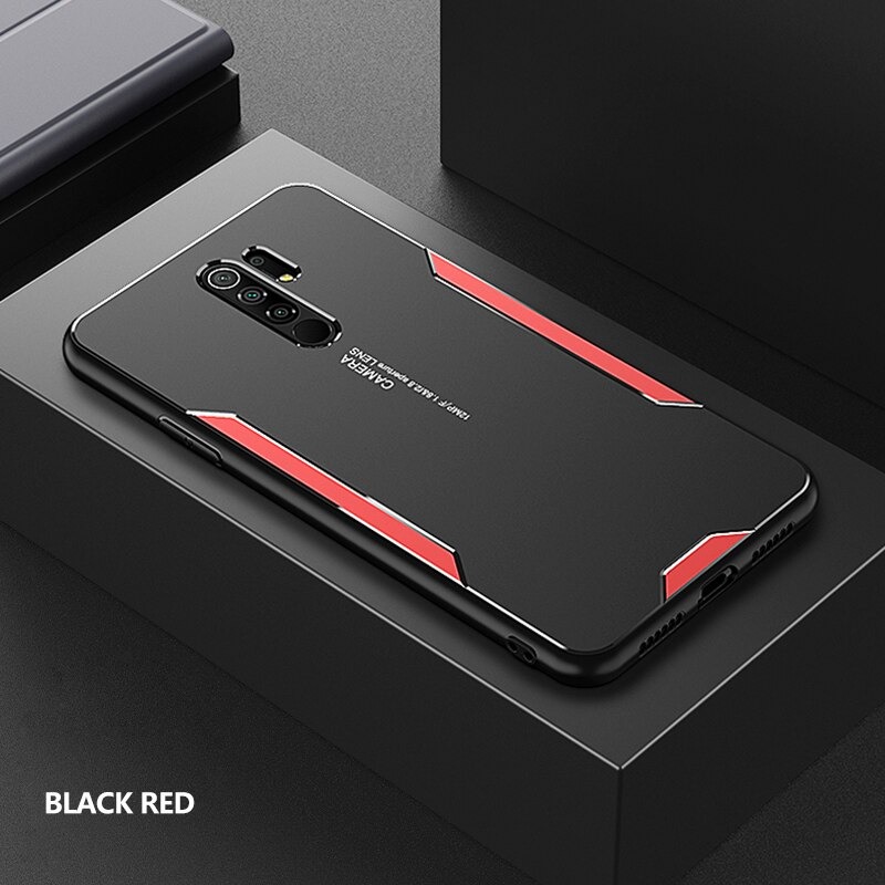 เคส Redmi 9 #เคสฝาหลังไฮบริด Metal +TPU Shockproof metal back plate Phone Back Cover