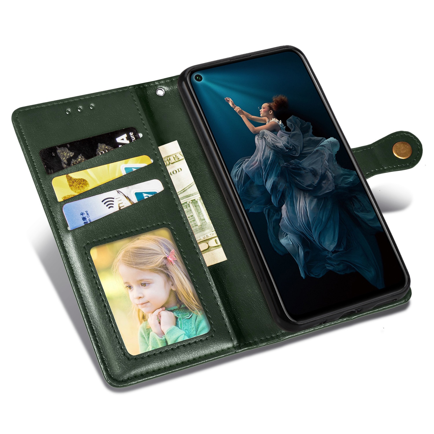 Case OPPO A9 (2020)/A5 (2020) #เคสฝาพับแถบปิดแม่เหล็กพับตั้งได้ Magnetic Closure Wallet Lanyard Leather
