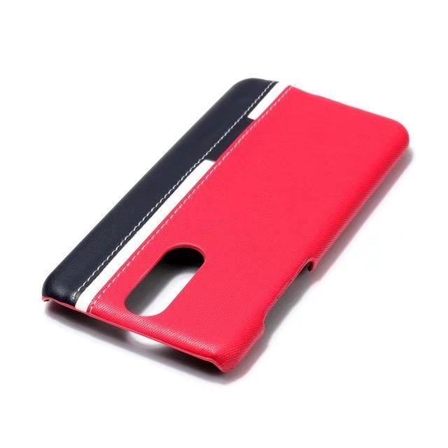 เคส Huawei nova 2i #เคสฝาหลังพลาสติกแข็งเคลือบหนัง PU แถบสีตัดกันแนวตั้งสวยงามทันสมัย