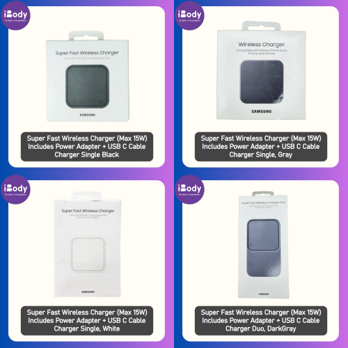 (Samsung) Super Fast Wireless Charger (Max 15W) Includes Power Adapter + USB C Cable แท่นชาร์จ แบบไร้สาย
