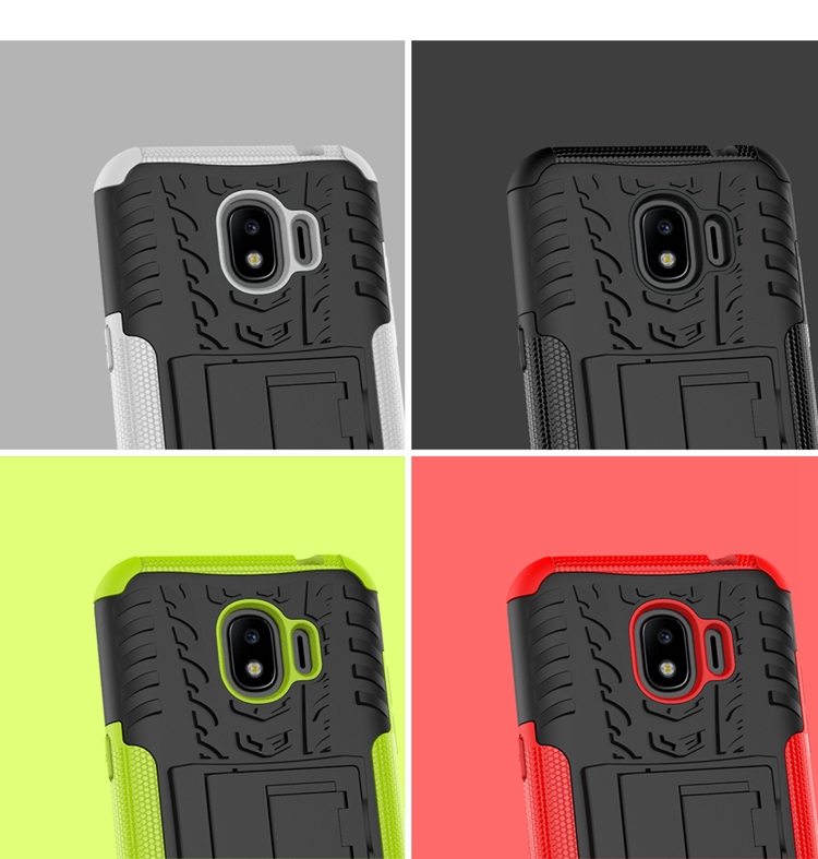 เคส Samsung Galaxy J2 Pro 2018 #เคสฝาหลังกันลื่น Cool Tyre Pattern Kickstand (PC + TPU)