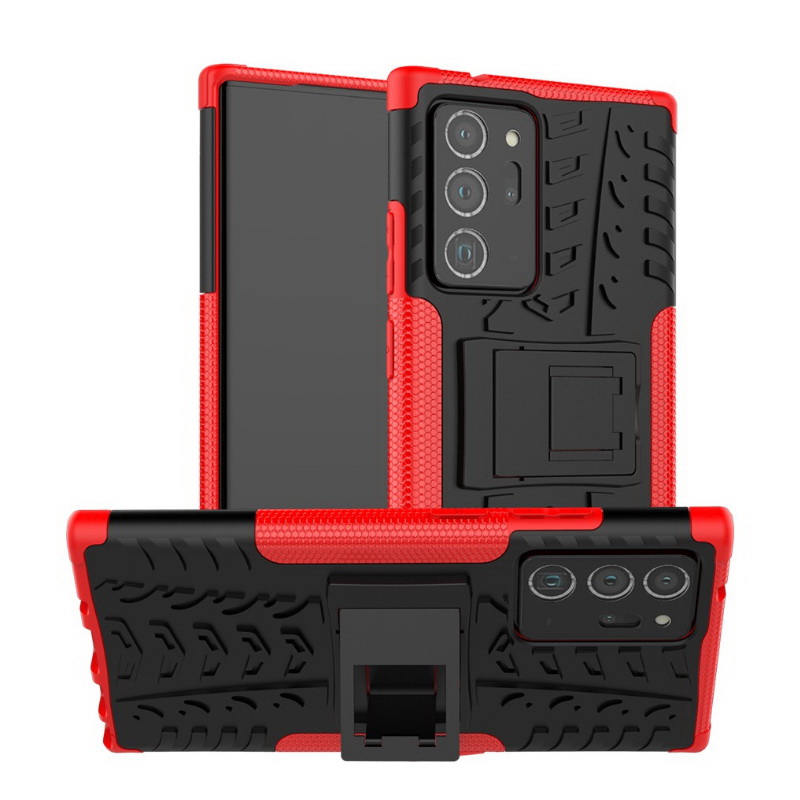 เคส Samsung Galaxy Note 20 Ultra / Note 20 Ultra 5G #เคสฝาหลังกันลื่น Cool Tyre Pattern Kickstand (PC + TPU)