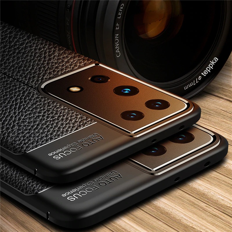 Case Samsung Galaxy S21 Ultra #เคสฝาหลัง TPU ผิวลิ้นจี่ช่วยป้องกันลายนิ้วมือและกันลื่นได้ดี