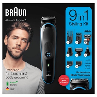 Braun® All-in-one Trimmer 5 Styling Kit 9-in-1 With Gillette Fusion5 ProGlide Razor Model MGK5280 เครื่องโกนหนวด