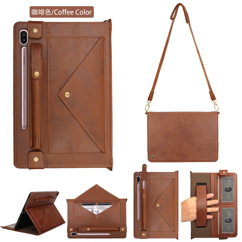 เคส Samsung Galaxy Tab S7 Plus T970/T976 #เคสฝาพับหนัง PU มีที่เก็บปากกาและสวมนิ้ว Envelop Shape Leather Tablet Casing with Pen Slot