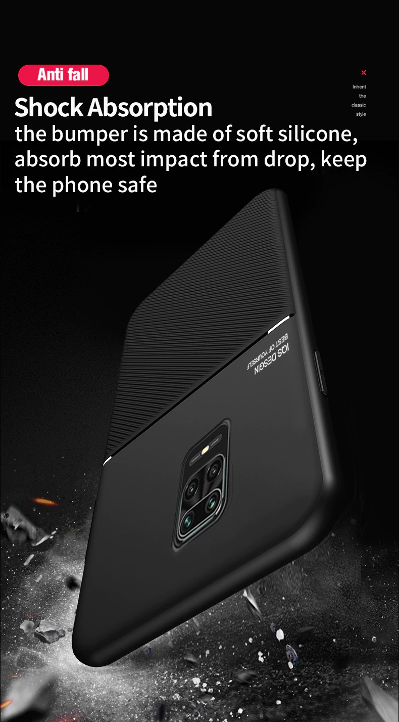 เคส Redmi Note 9 Pro/Redmi Note 9S #เคสแบบฝาหลัง TPU เคลือบหนัง PU สไตล์ธุรกิจที่เรียบง่ายมีแผ่นเหล็กในตัว Minimalist Business Style Leather Coated TPU Built-in metal magnetic plate