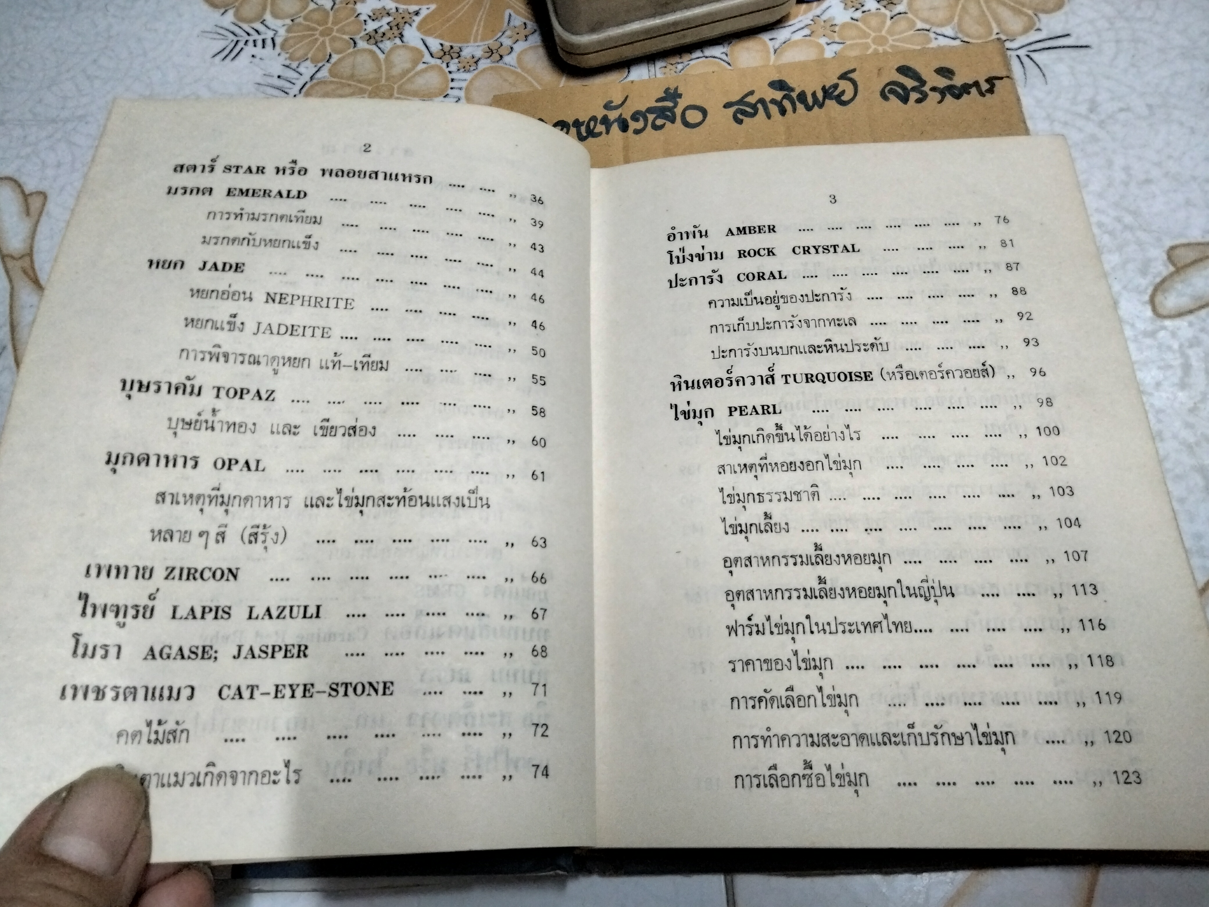 หนังสือ พิจารณา-พิสูจน์ เพชร พลอย ไข่มุก แท้-เทียม เรียบเรียงโดย ป.เหมชะญาติ ฉบับพิมพ์ พ.ศ. 2520