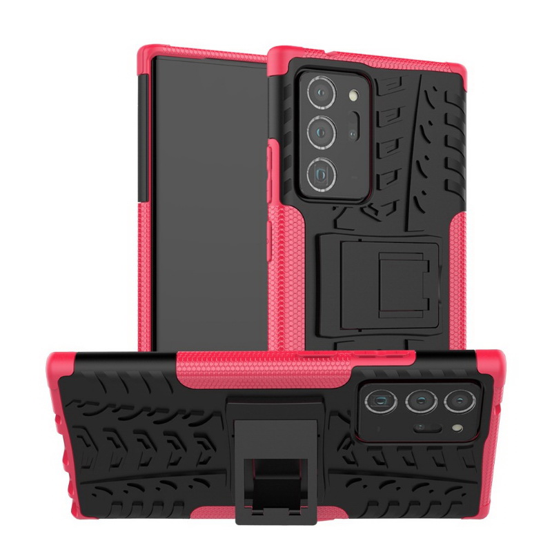 เคส Samsung Galaxy Note 20 Ultra / Note 20 Ultra 5G #เคสฝาหลังกันลื่น Cool Tyre Pattern Kickstand (PC + TPU)