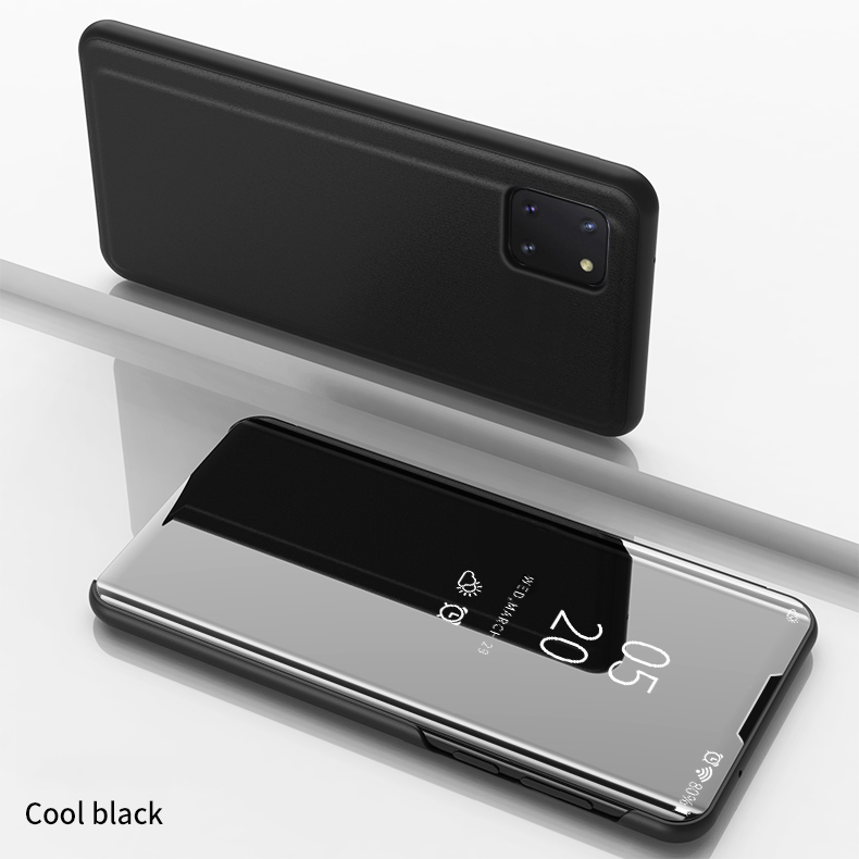 Case Samsung Galaxy Note 10 Lite #เคสฝาพับปกโปร่งแสงผิวเงา Electroplating Mirror Surface Window View
