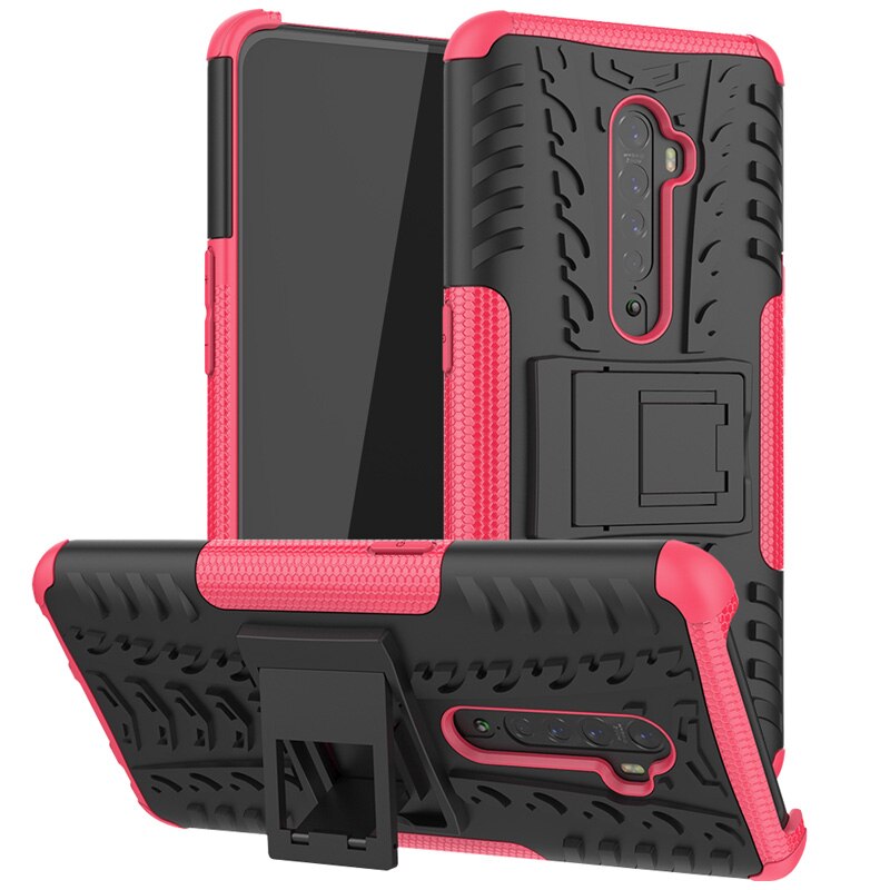เคส OPPO Reno 2 #เคสฝาหลังกันลื่น Cool Tyre Pattern Kickstand (PC + TPU)
