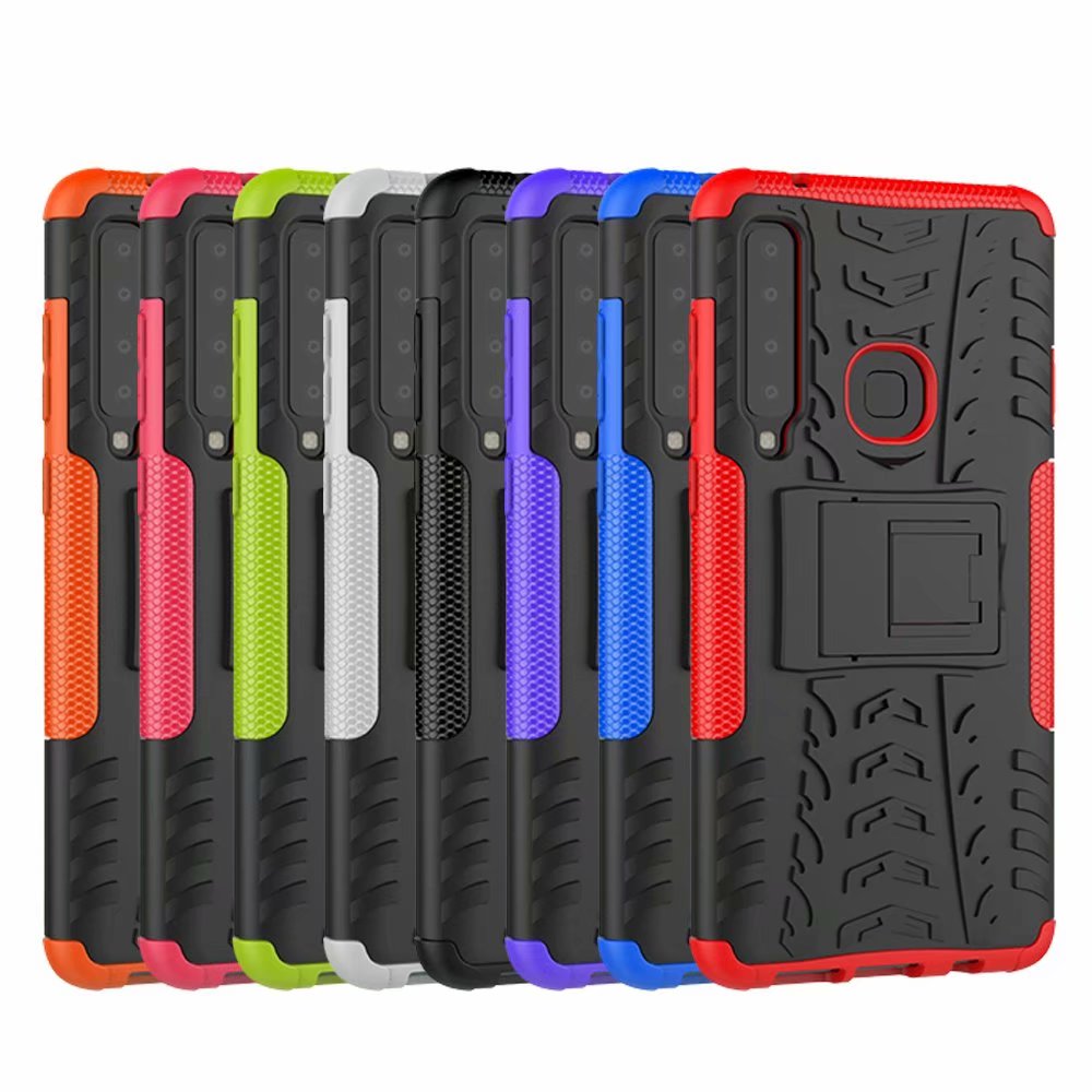 เคส Samsung Galaxy A9 (2018) #เคสฝาหลังกันลื่น Cool Tyre Pattern Kickstand (PC + TPU)